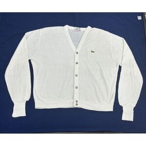 Izod Of London Lacoste Cardigan Sweater Mens XL Cream Garfinckel's Orlon Acrylic